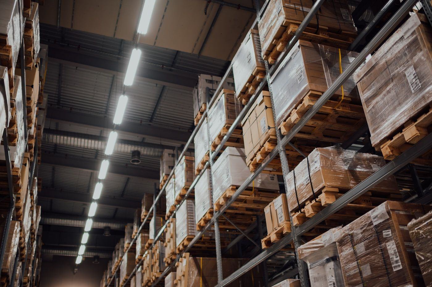 Palletized freight staged for a dry van truckload